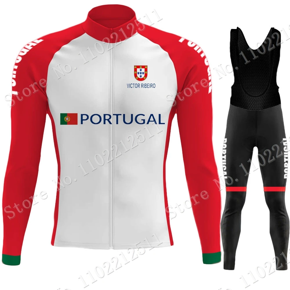 Portugal National Team Winter Cycling Jersey Set Brazil Clothing Suit Mens Long Sleeve MTB Bike Road Pants Bib Maillot