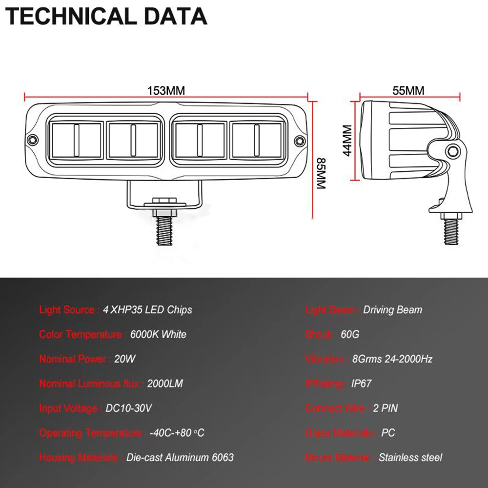 Führte Arbeit Licht 6d lichtbalken Spot Led Bar für Auto 4x4 zubehör off-road Lkw Anhänger Traktor Fahren lauf Nebel Lichter – Detail 7