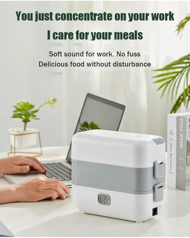 220V Electric Lunch Box Rice Cooker Portable Heating Bento Box Stainless Steel Lunch Box