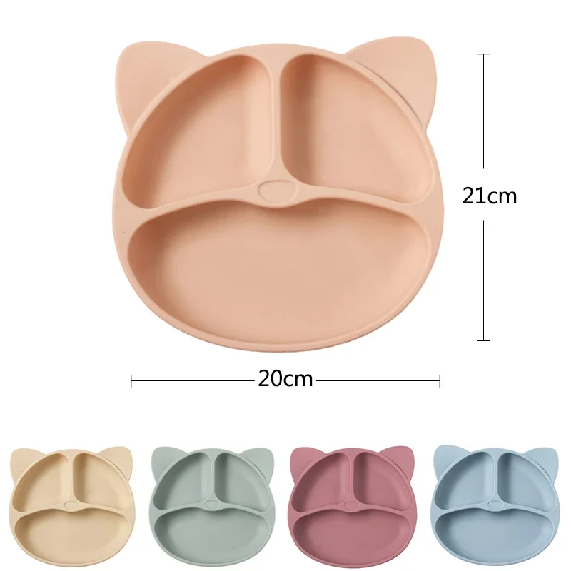 Children's Dishes Baby Silicone Sucker Bowl Baby Bear Face Plate Tableware Set Smile Face Baby Tableware Set Retro Kids Plate 5