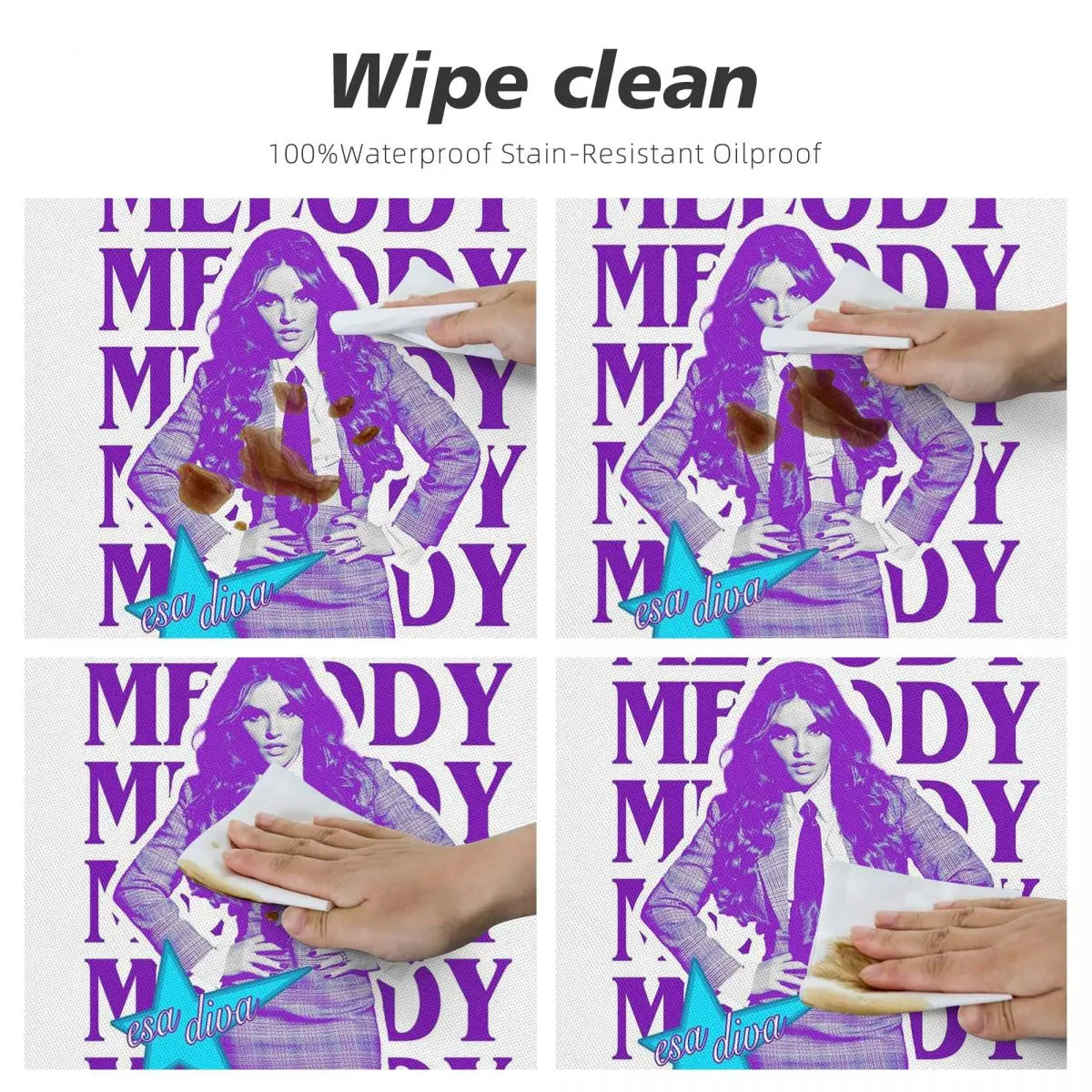 Melody Esa Diva Spain Eurovision Merch Waterproof Round Tablecloth Oilproof Table Cloth for Kitchen Events Dining Table Cover 4