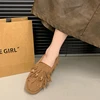 2024 Summer All-match Flat Bean Shoes Slip-on Lazy Women's Shoes Soft Soles Shallow Mouth Retro Tassel Women's Shoes 2