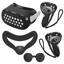 Durable Silicone Protective Cover Kit for VR Headset and Controllers (Black)
