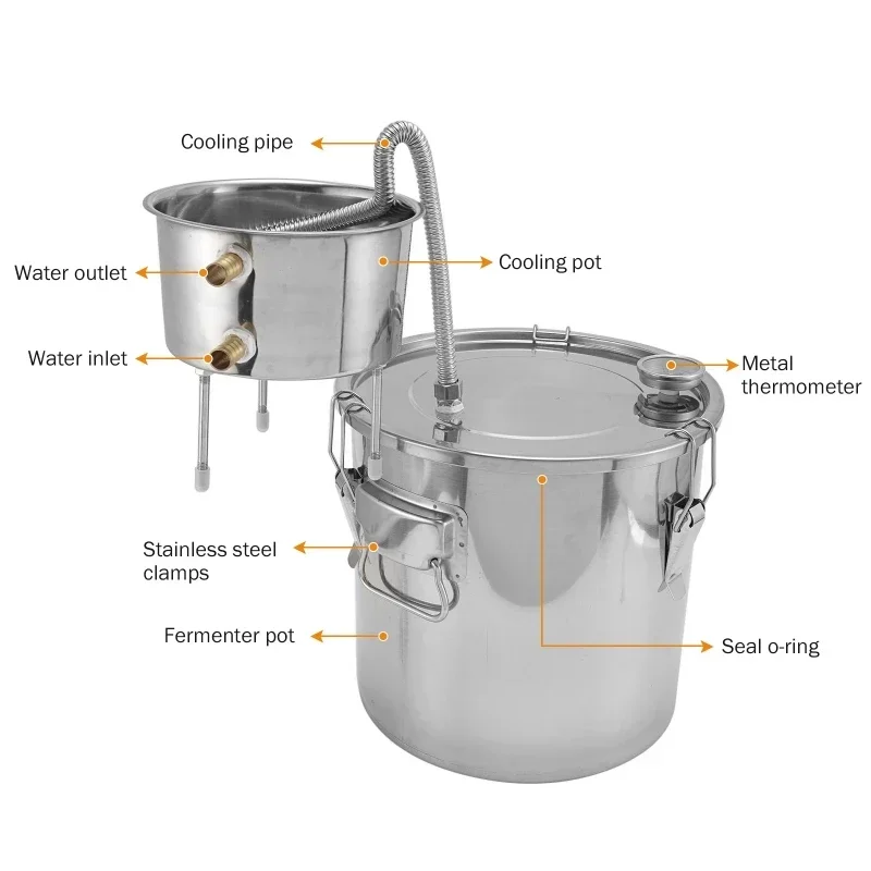 22L Alcohol Brewing Distiller DIY Moonshine Apparatus Still Whisky Beer Brandy Home Brew Water Wine Essential Oil Brewing Kit