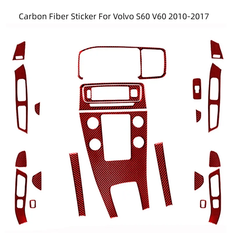 

Red Carbon Fiber Car Interior Decoration Sticker For Volvo S60 V60 2010-2017 Styling Accessories