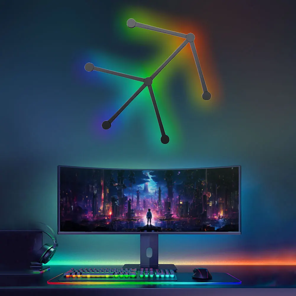 스마트 벽 램프 앱 제어 RGB 라이트 바, 음악 동기화, E-스포츠 거실 배경 조명 장식, RGB 스마트 벽 조명