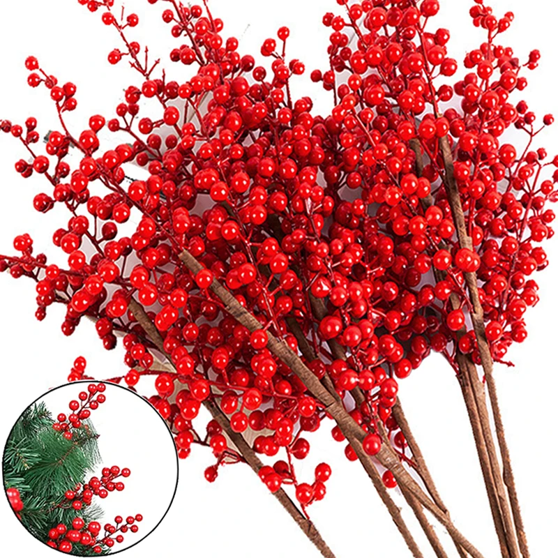 101PcsChristmasSimulationBerryArtificialRedBerriesStems30