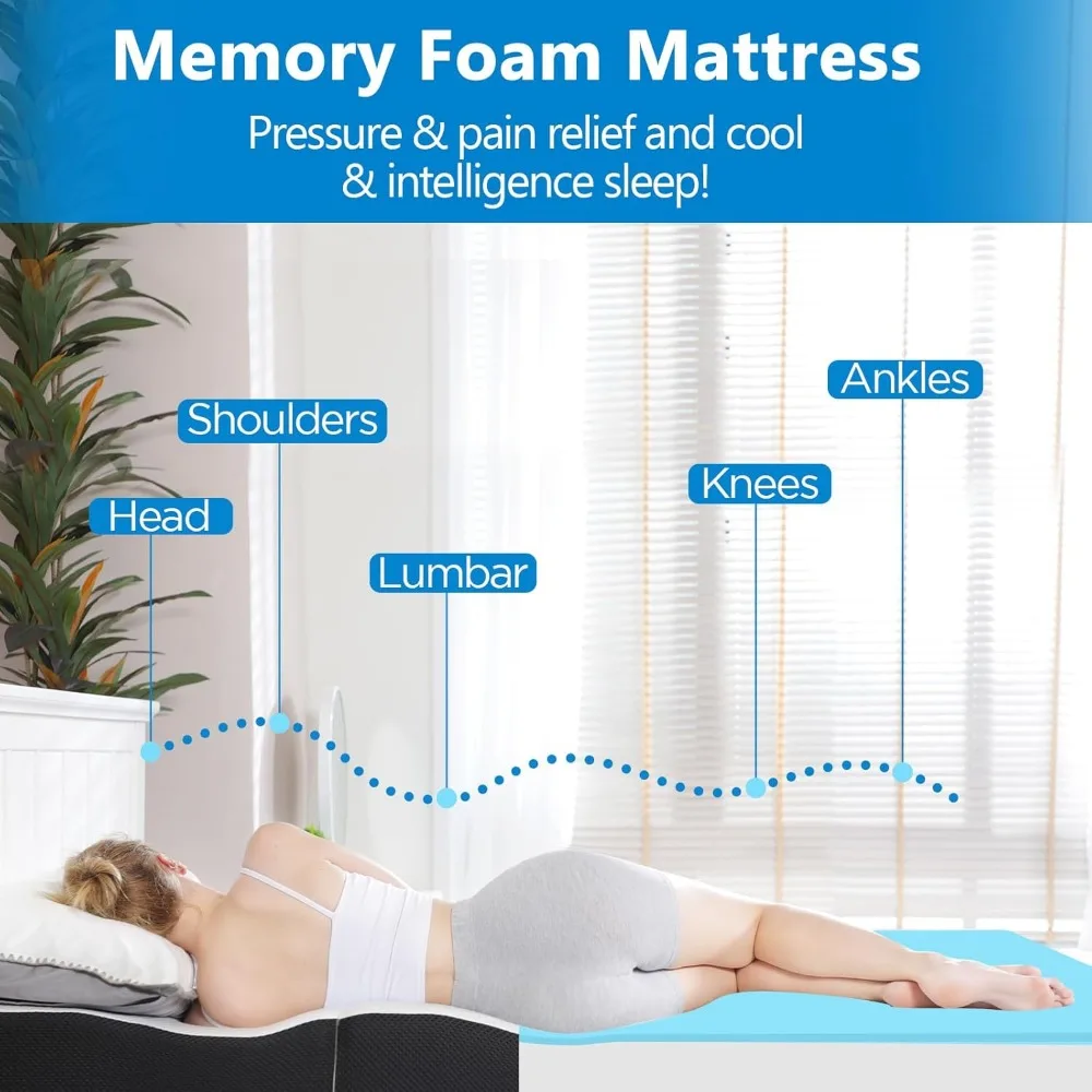Folding Mattress, 3 inch Single Tri-fold Memory Foam Mattress Topper with Washable Cover,Cooling Mattress Pad for College Dorm 4