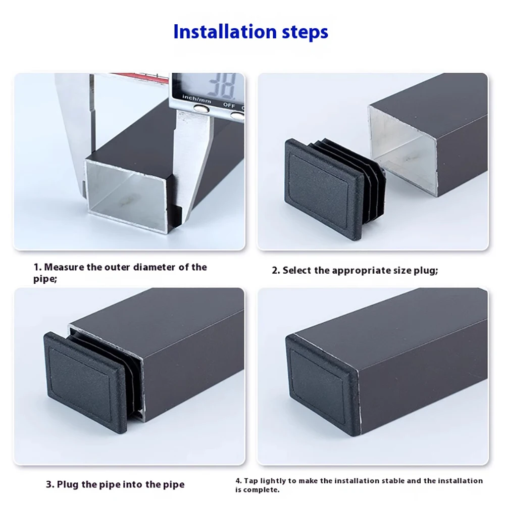 Plastic Rectangle Blanking End Caps Tube Pipe Inserts Plug 10x20 10x30 13x26 25x40 30x50 40x60 Table Chair Furniture Foot Cover chair leg caps,furniture leg caps,pipe plugs,pipe inserts,furniture foot mats,chair leg protector,furniture foot protector,furniture leg pads,furniture foot pads,rubber furniture feet pads,furniture feet