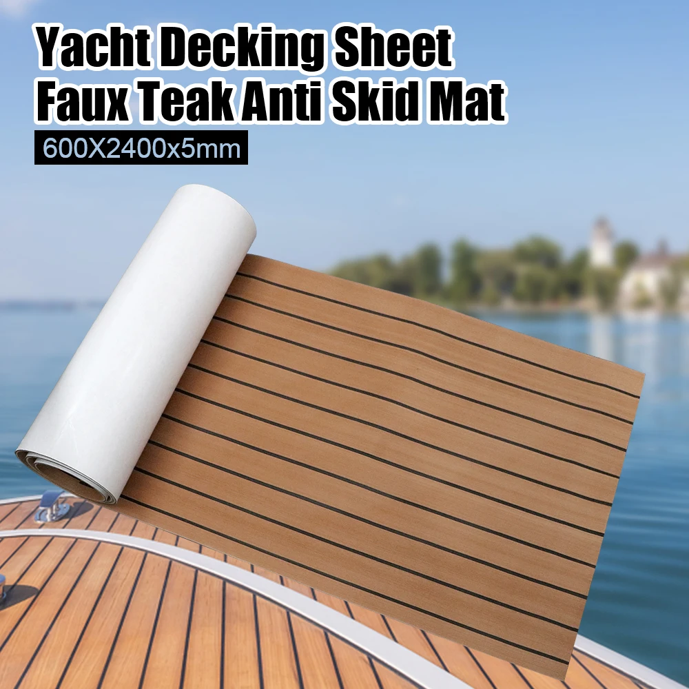 

Faux Teak Brown Decking Sheet Self Adhesive Protective Pad 600*2400*5mm Yacht Flooring Boat Deck Mat EVA Foam Anti Skid Thicken