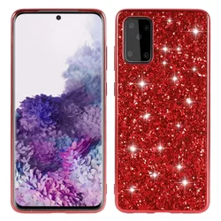 Elegant Glitter Shockproof Hard Plastic Plating Phone Case Cover - S21 (Red)