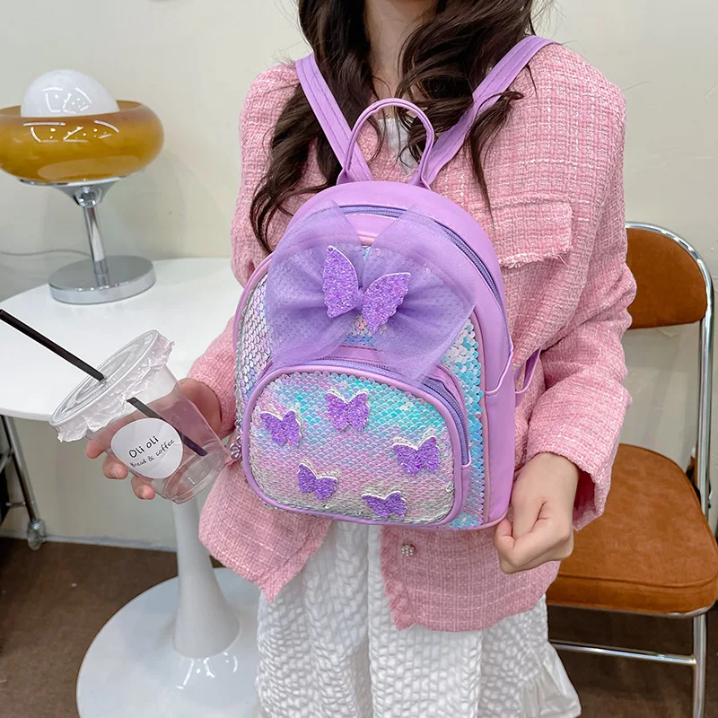 

Bling Kids Backpacks Princess Bags for Girls Schoolbag Butterfly Baby Kindergarten Backpack Toddler Shoulders Bag Children Gift