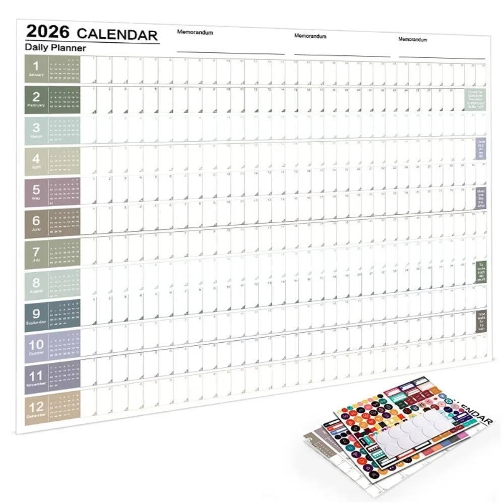 Calendario da appendere al muro 2026 Agenda annuale Lista delle cose da fare Calendario Pianificatore Foglio Memo Pad Agenda Organizzatore