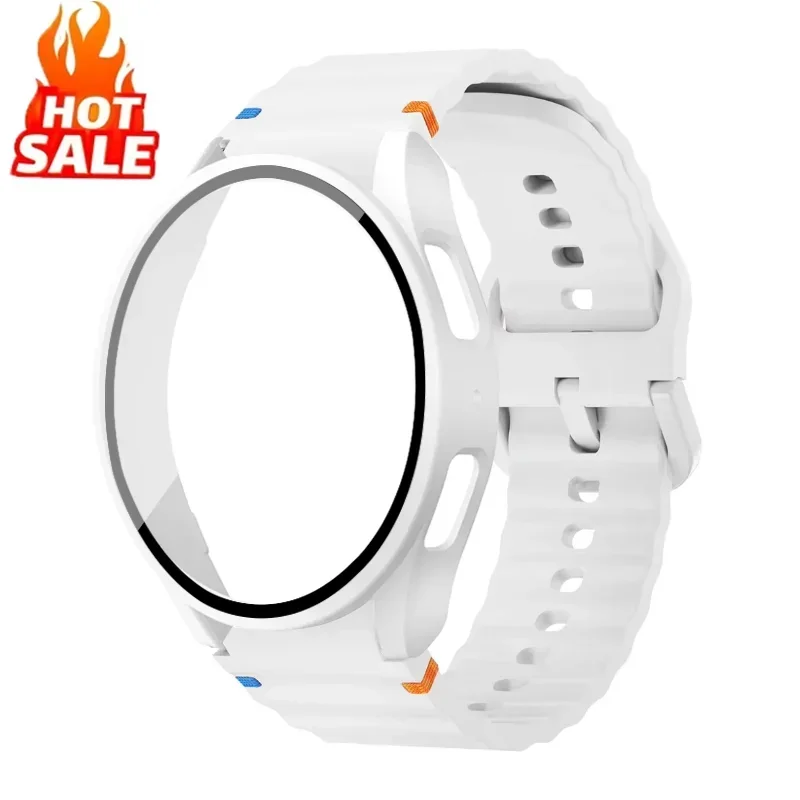 Enhanced Silicone Strap Set with Tempered Glass & Protective Case