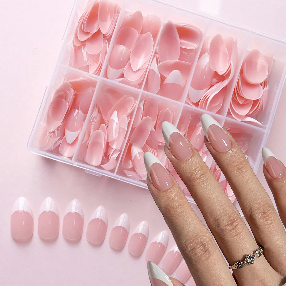 Glossy Pink French Nail Tips