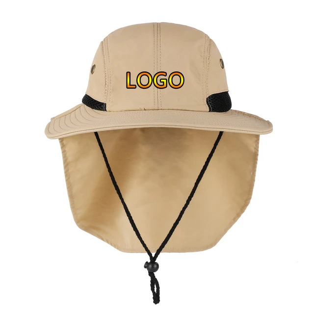 New Print Logo Solid Color Visor Hat Adjustable Fishing Cap Men Uv Face  Neck Cover Hats