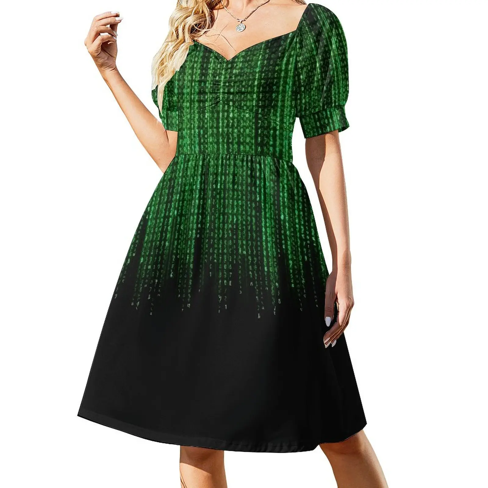 Vestido clásico de manga corta con estampado de matriz, ropa de verano para mujer, vestidos elegantes para boda, vestidos de moda para mujer.