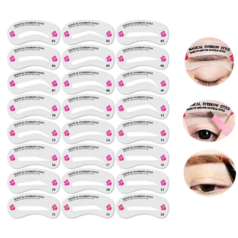Makeup Tools Eyebrow Stencil Tool Eye Makeup Tools 24Pcs/Pack Eyebrow Stencil Kit Reusable Eyebrow Template Card Eye Makeup Beauty Tools Set