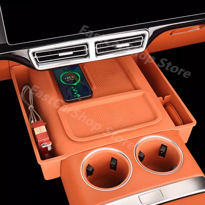 

For LEADING IDEAL LiXiang L7 L8 L9 2023 2024 Wireless Charging Water Cup Protection Silicone Storage Box Mat Accessories