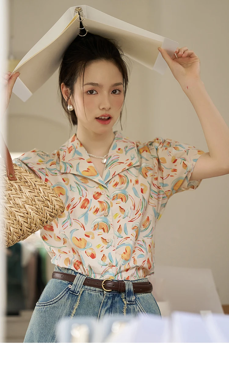 MISHOW Women's French Floral Blouses 2023 Summer Korean