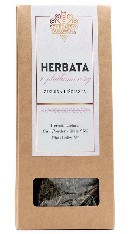Zielona herbata z płatkami róży 80g - Schronisko Bukowina