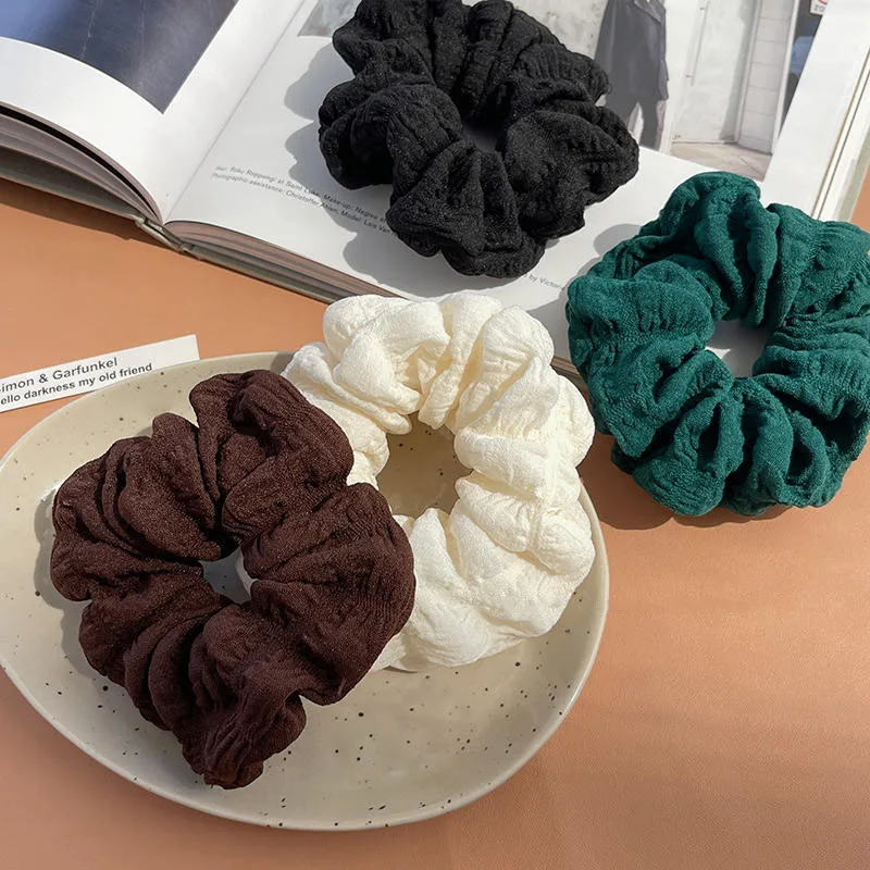 Set of Women's Solid Color Elegant Hair Scrunchies - Versatile and Fashionable Hair Accessories