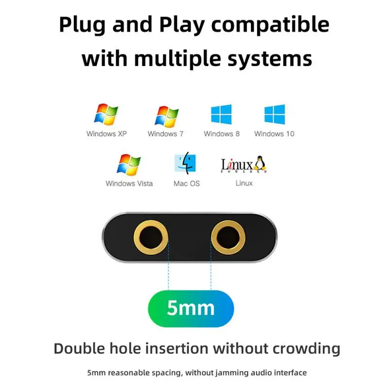Vention USB 오디오 인터페이스 외부 사운드 카드, 노트북 스피커 이어폰용 USB 어댑터, USB 마이크 사운드카드, 3.5mm