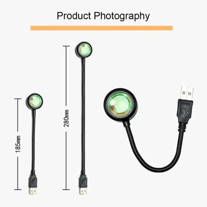 USB LED Sunset Lamp Night Light Projector Photography Wall Atmosphere Neon Lights for Party Decoration Bedroom Living Room Decor