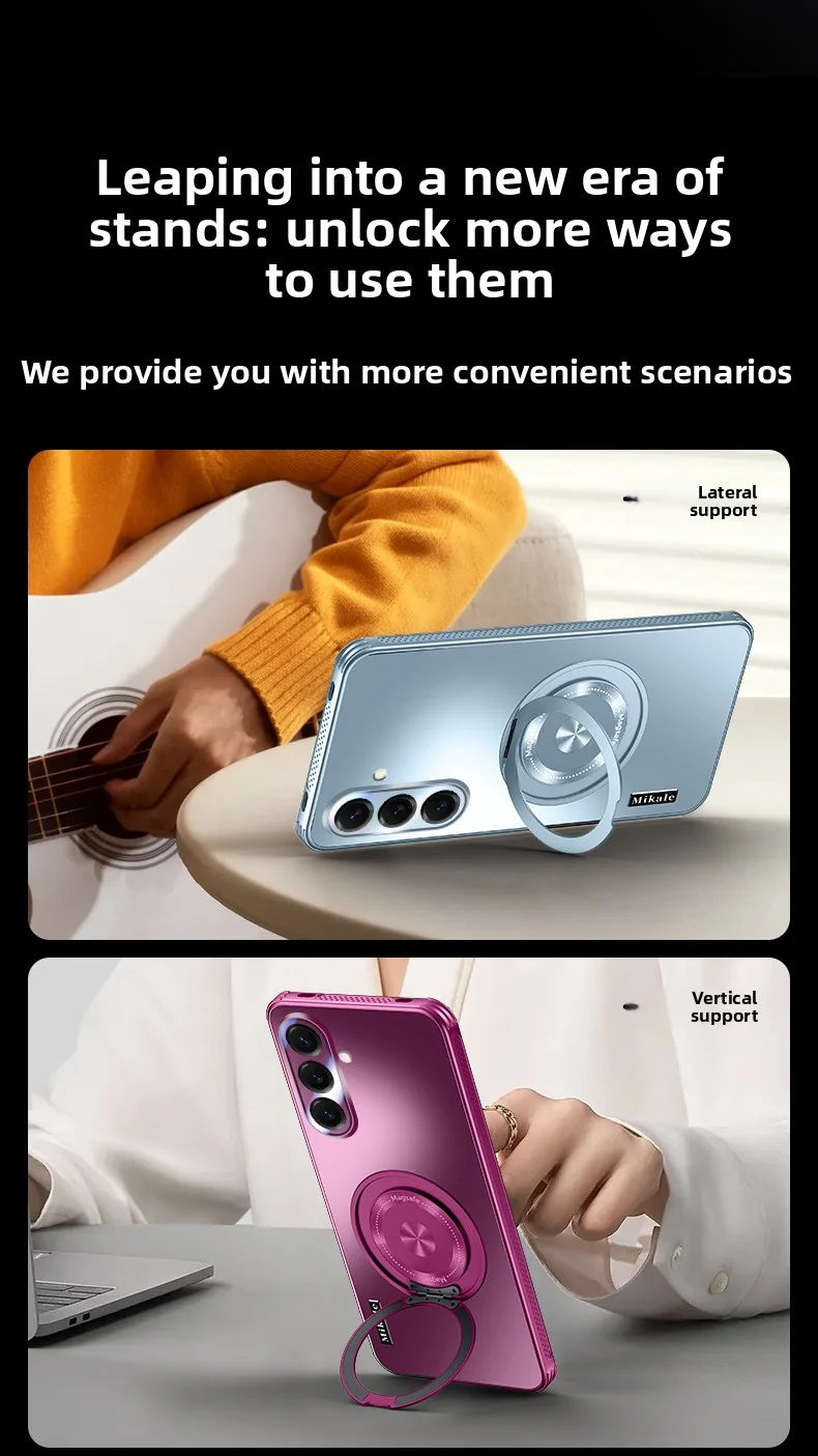 Hard Matte Ring Magnetic Wireless Charging Protective Back Cover Case