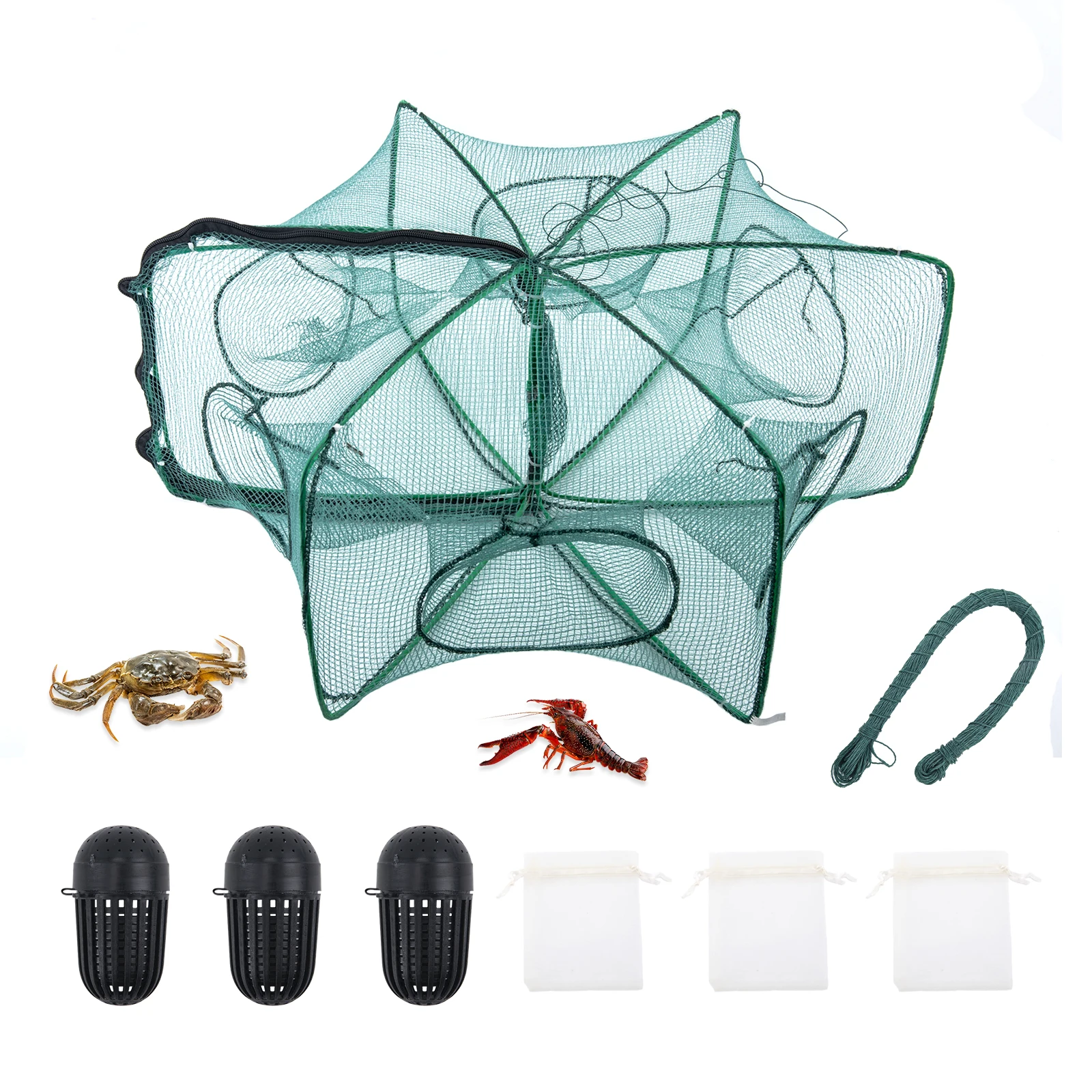 Goture Folded Crab Trap Fishing Net Minnow Fish Carp Crawdad Shrimp Bait Trap Fishing Accessories Outdoor Tools fish trap