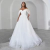 BOHO Elegant Wedding Dresses Sweetheart Off The Shoulder Bridal GownsTulle Pleat Robe For Bride Backless Vestidos De Novia 1