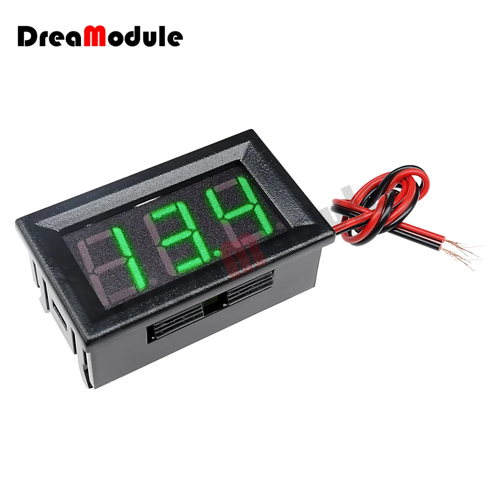 DC5V-30V Mini Digital Two-Wire Voltmeter 0.56 Inch LED Display Panel Voltage Tester Volt Meter Module for Car Red/Blue/Green