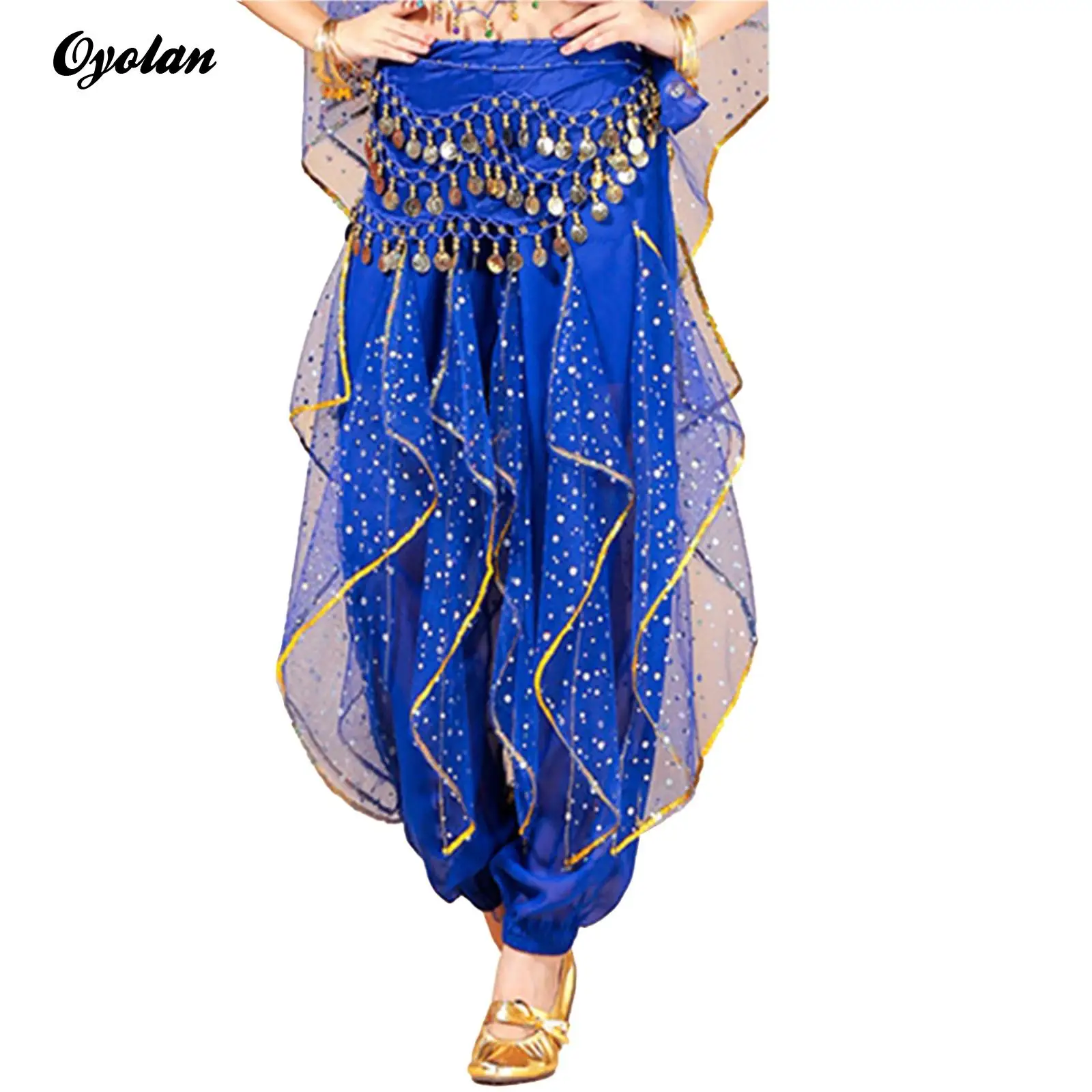 

Womens Belly Dance Sequin Dot Pants Elastic Waistband Trousers Halloween Theme Party Carnival Stage Performance Costume