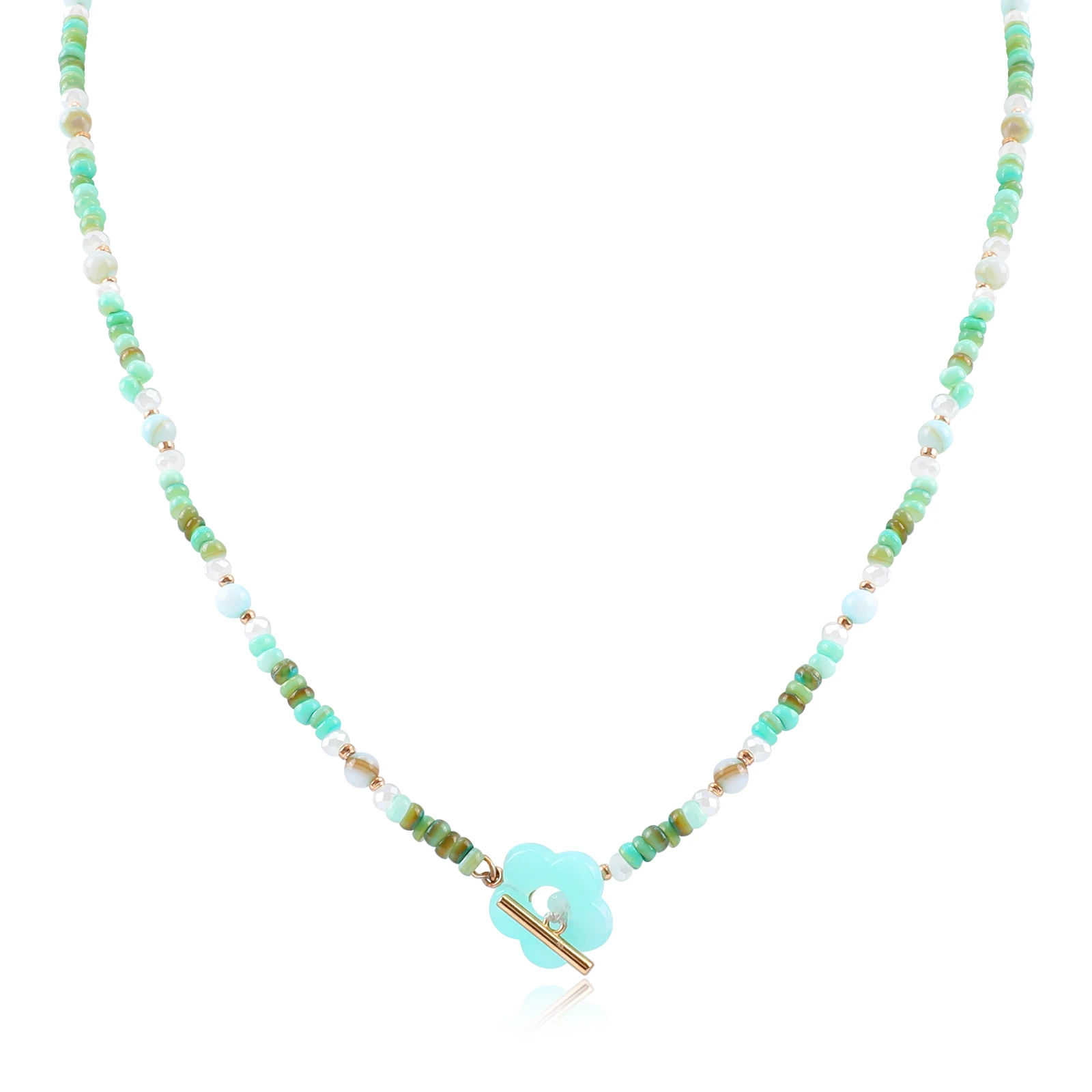 

NEKOL Chains Necklace for Women Flower Charms Jewelry Accessories Gifts Natural Pearl Acrylic Beads Necklaces Jewelry Wholesale
