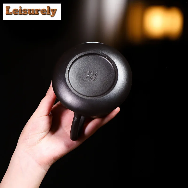 280ml Antique Yixing Purple Clay Teapots Handmade Gold Drawing Pot Raw Ore Dahongpao Reducing Roasting Mud Kettle Zisha Tea Set