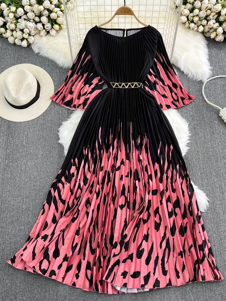 Women's Summer Dress Light Mature Style Retro Style Ruffled 5/4 Sleeves  Round Neck Waist Shrinking Print A-line Dress D3971 - AliExpress 200000345