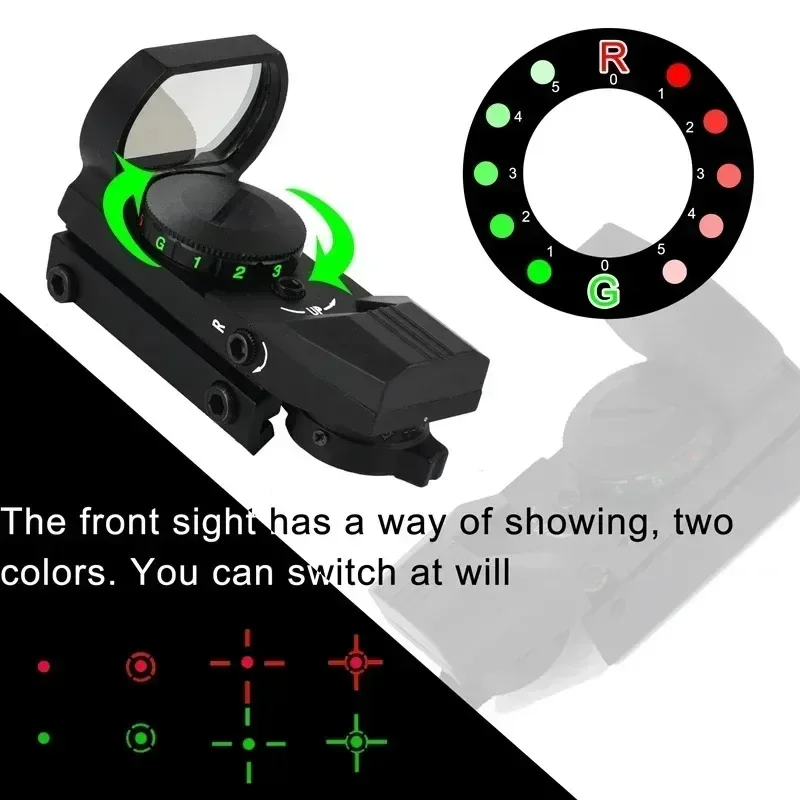 1X40 HD101 Red Dot Sight Hunting Collection Optics Reflex Holographic Scope 4 Reticle Red/Green Collimator Airsoft Accessories 5