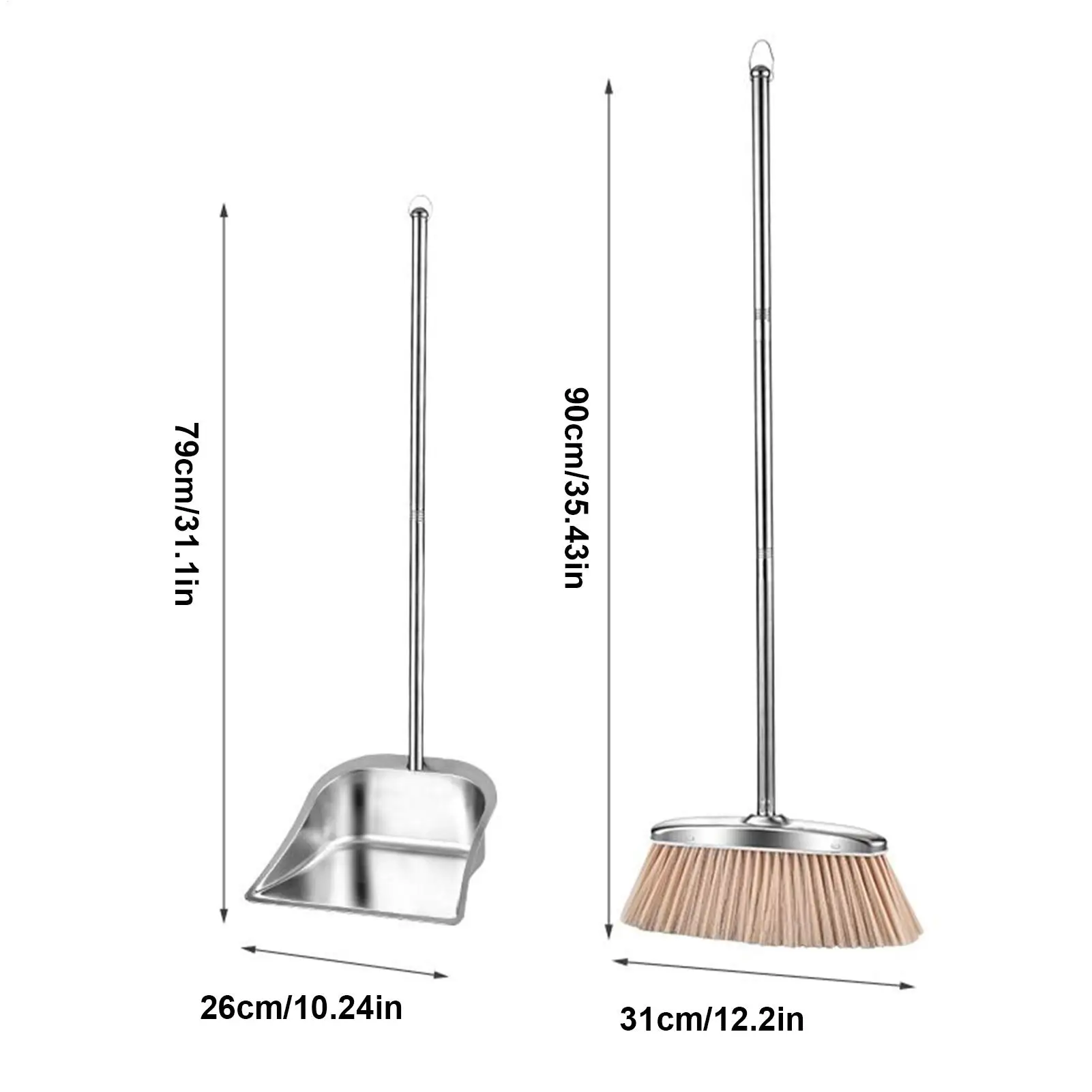 빗자루와 쓰레받기 세트 스테인레스 스틸 쓰레받기 주택 소유자 거실 침실 연구를위한 스테인레스 스틸 바닥 청소 도구