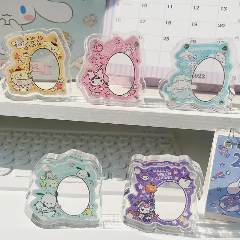 

Новая фоторамка Sanrio Mymelody Kawaii аниме Kuromi Cinnamoroll почтовая мультяшная магнитная фоторамка акриловое настольное украшение