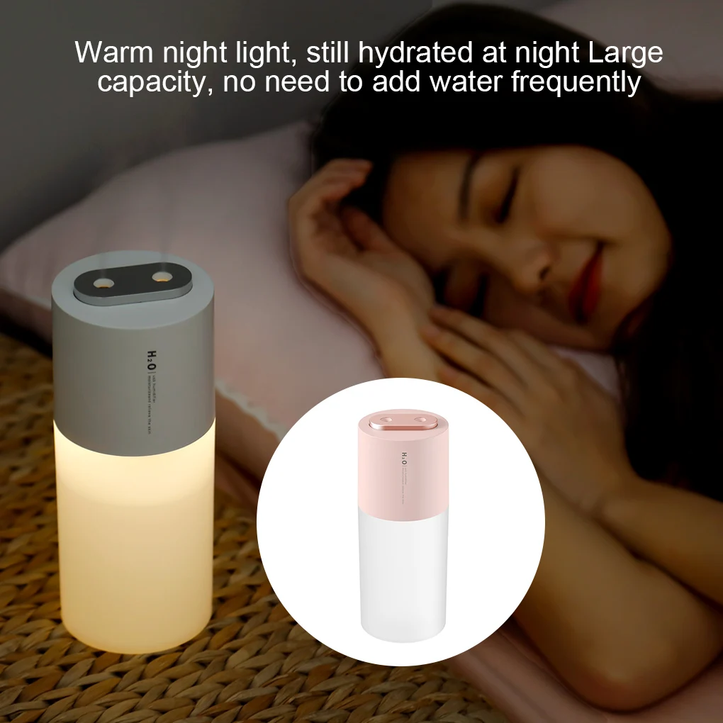 Humidifier Dual Sprayer Diffuser 3W 400ml Adjustable Air Humidifier for Home Car Pink Battery