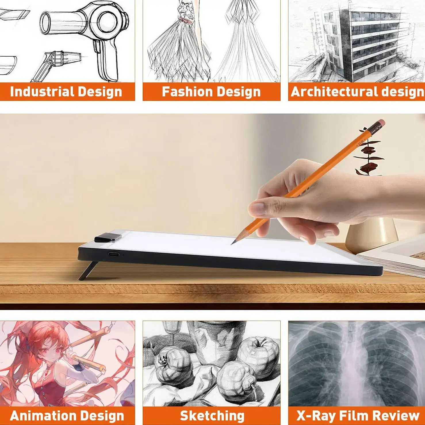 صندوق إضاءة A4 يعمل ببطارية قابلة لإعادة الشحن، قا...