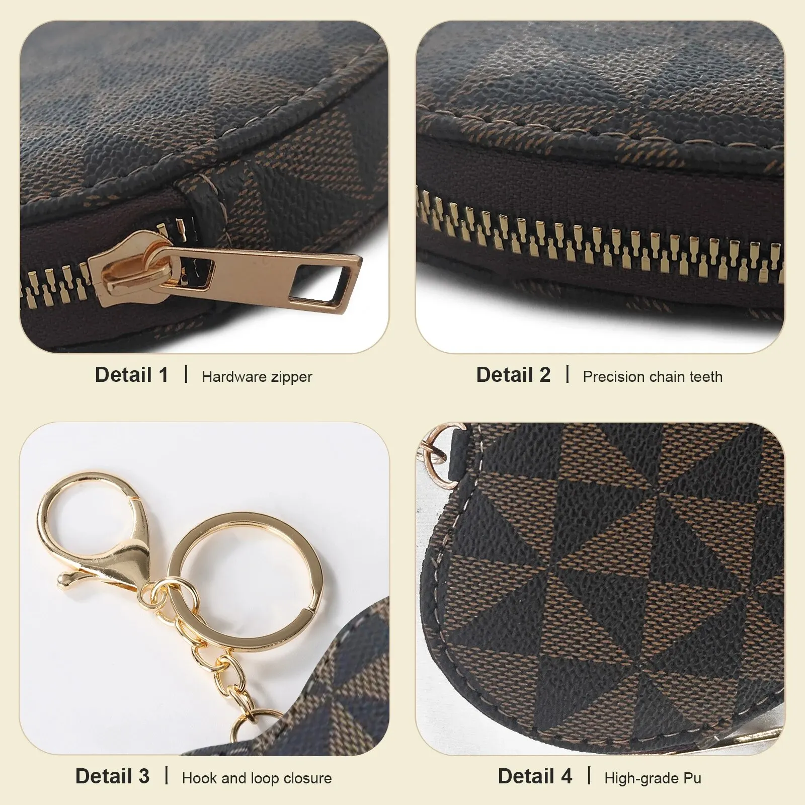 Simple Love Shape Leather Style High-value Coin Purse Earphone Bag Outdoor Bag Accessories Zipper Small Hand-held