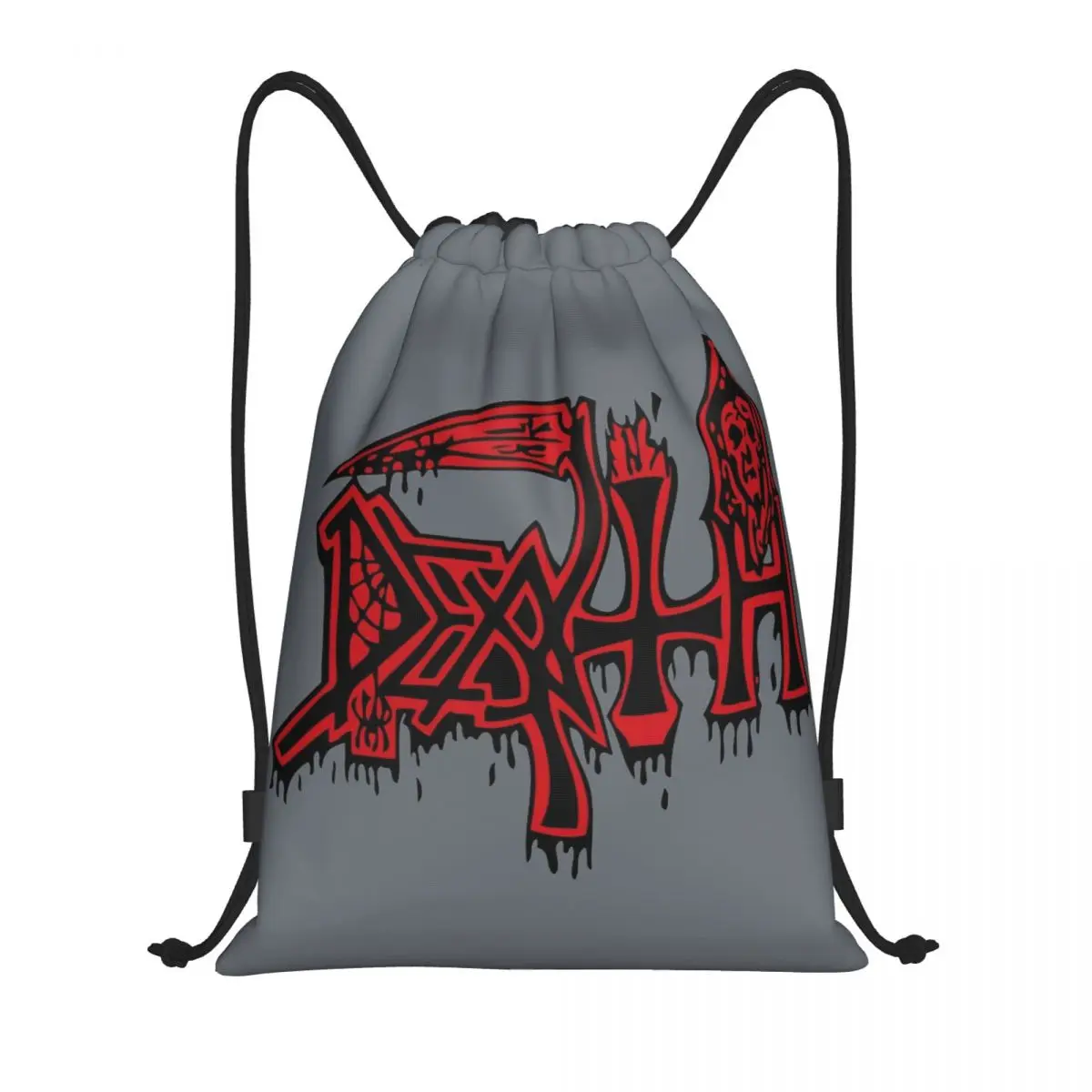 

Death Band Drawstring Backpack Gym Sports Sackpack Water Resistant Metal Music String Bags for Exercise