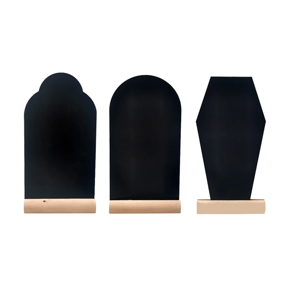 

3 Pcs Wooden Tombstone Decoration Message Black Boards Household Note Blackboards Decors Easter Chalk Writing Two-sided