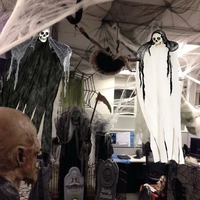 Halloween Hanging Ghost Decoration - Creepy Party Props for Horror Skull Ghost Grim Reaper Theme - 20x40 inches - Image 4