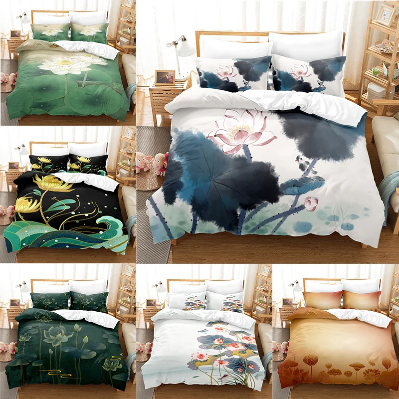 

2/3PCS Lotus Bedding Sets Home Bedclothes Pillowcase Comforter Cover Home Textiles Bedding Set Duvet Cover King Size