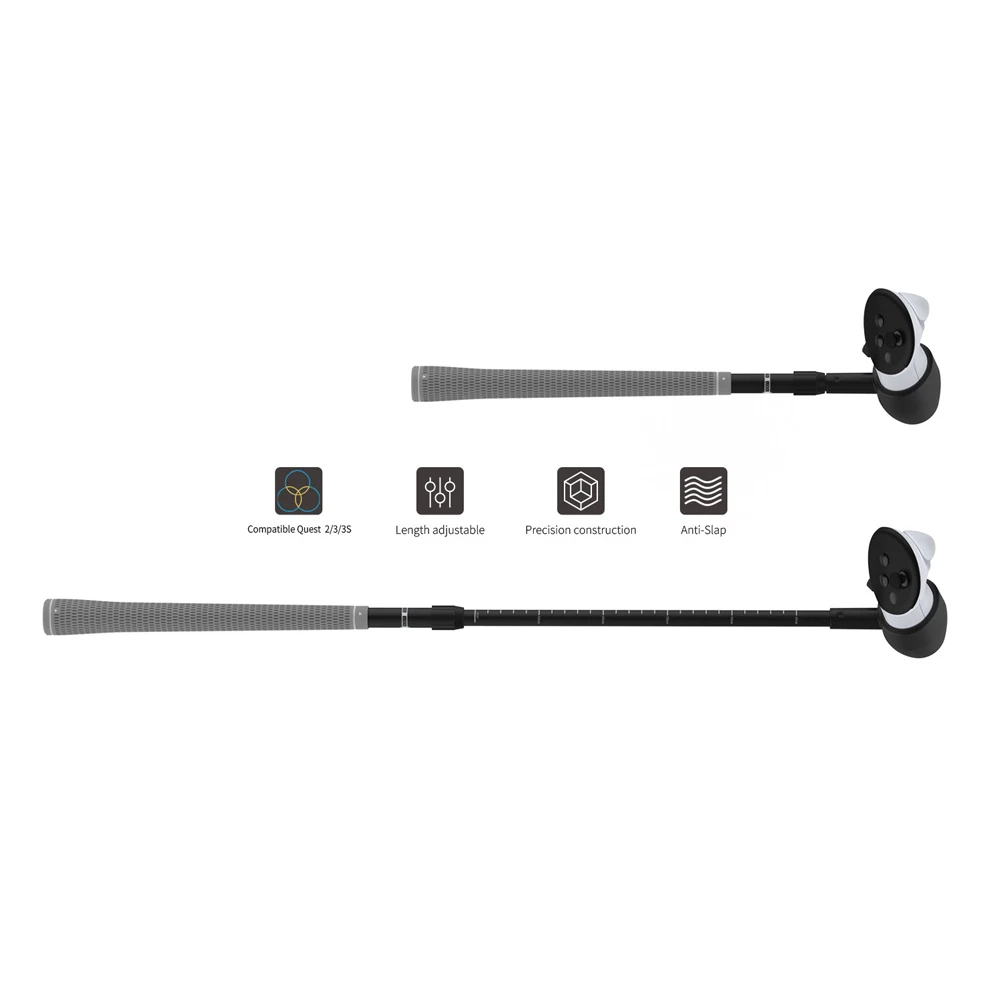 Non-Slip VR Golf Handle Grip For Quest 2 80° Keep Tracking Controller Grip Realistic VR Golf Simulator For Meta Quest 3S/Quest 3