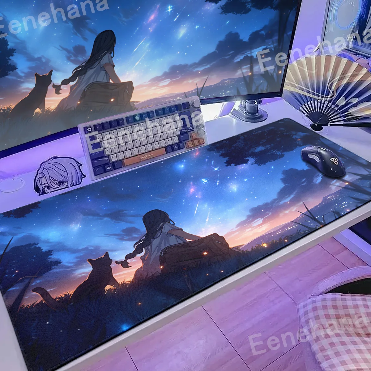 Große PC Gaming Ästhetische Schönheit Locking Edge Japan Landschaft Anime Computer Gummi Mauspad Desktop Matte für Laptops Teppiche – Detail 4