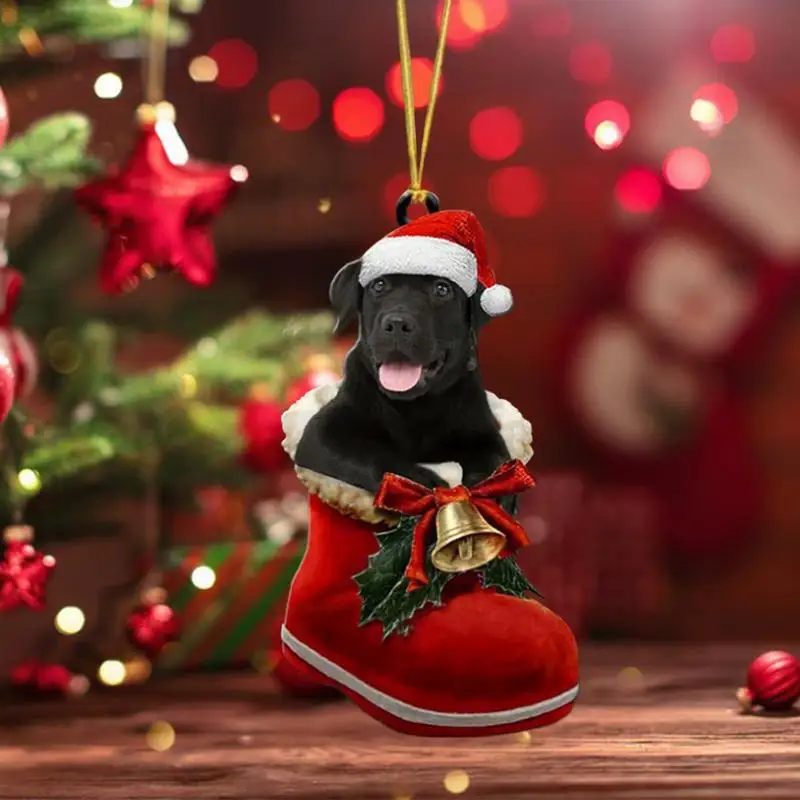 Christmas Tree Dog Ornament Acrylic Flat Printing Dog Hanging Pendant Decoration Supplies for Car Mantel And Christmas Tree christmas decorations