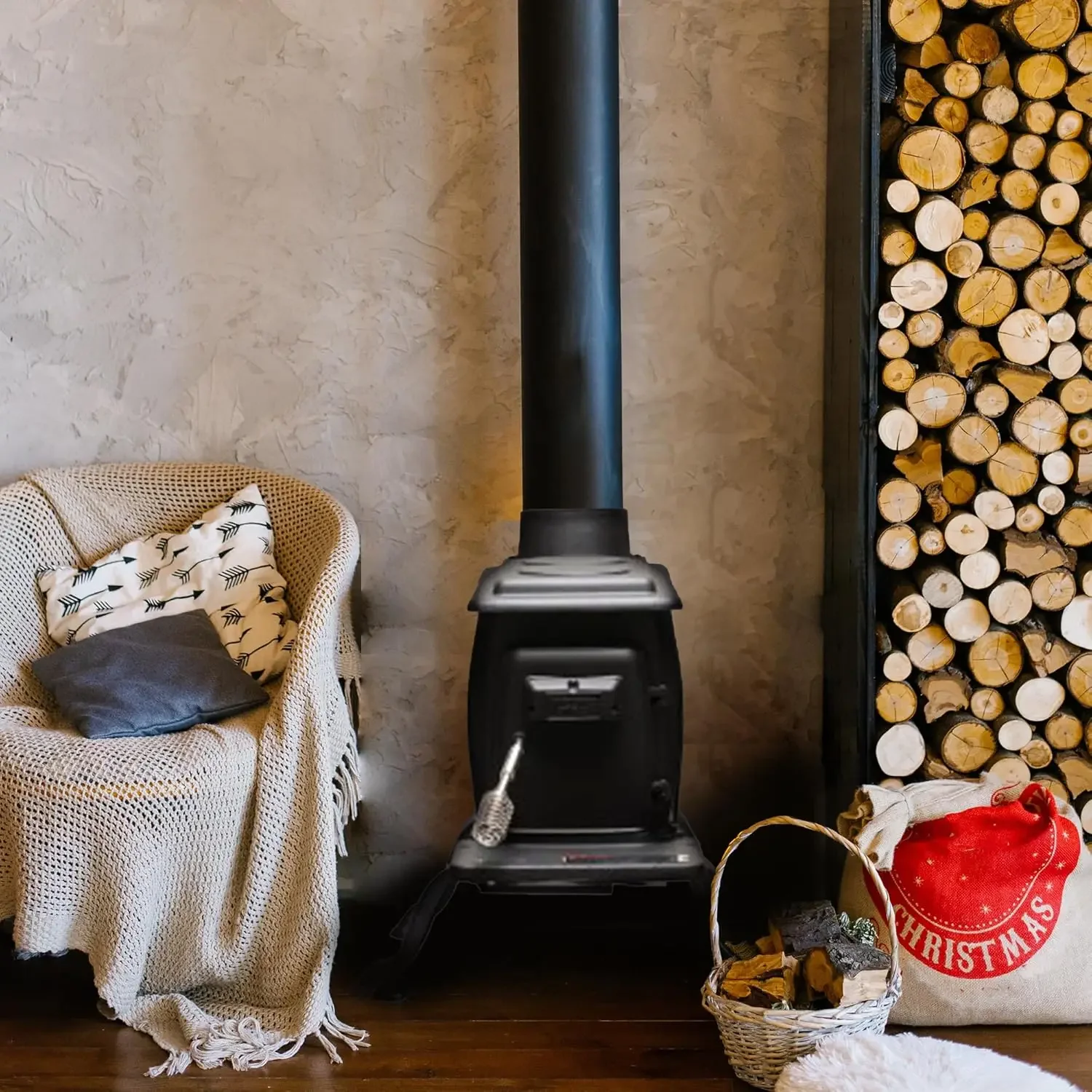 Stove Company Rustic 900 Square Foot Clean Cast Iron Log Burning Wood Stove Reaching Up 54000 BTUswith Cool Touch Safety Handle 4